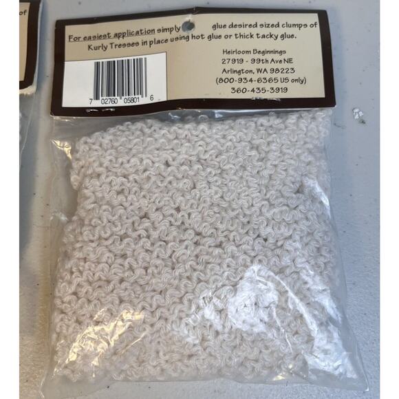 Doll Hair Winter White Heirloom Beginnings Kurly Tresses Craft .5 OZ Vintage Lot - Picture 4 of 5